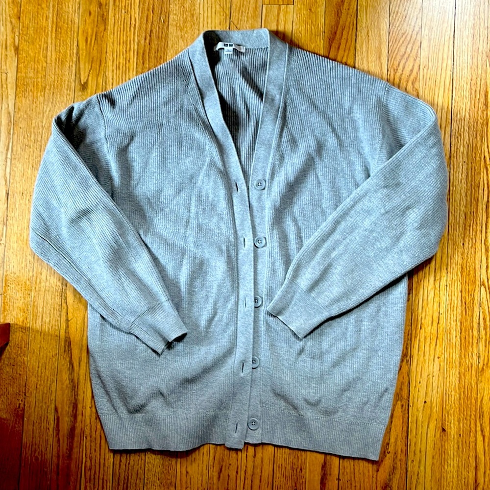 Uniqlo Cozy Gray Cardigan XL cotton cashmere